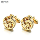 Lepton Watch Movement Cufflinks Stainless Steel Steampunk Gear Watch Mechanism