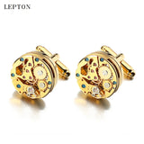 Lepton Watch Movement Cufflinks Stainless Steel Steampunk Gear Watch Mechanism