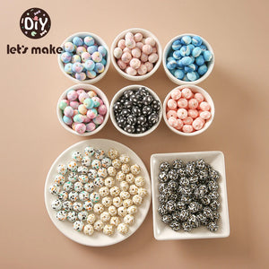 10Pcs Colorful Silicone Bead Baby Teething Round Shape Chewing Bracelet