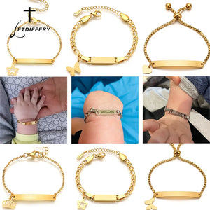 Engrave Name Date ID Bar Bangle for Children Birthday