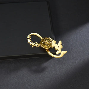 Personalized Butterfly Name Brooch Stainless Steel Pin