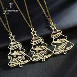 Christmas Tree Name Necklace Colorful Stones Personalized Family Choker