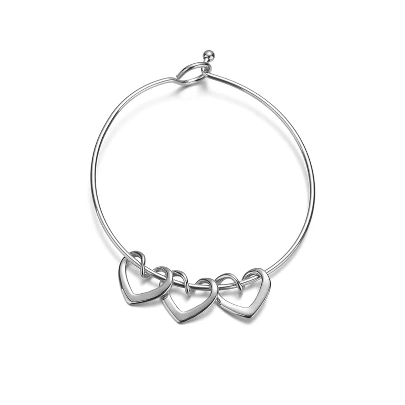 Engrave Name Bracelet DIY Heart Bangle Stainless Steel