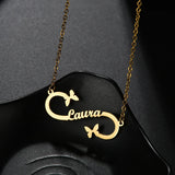 Infinity Heart Name Necklace Stainless Steel For Women Personalized Nameplate