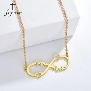 Infinity Heart Name Necklace Stainless Steel For Women Personalized Nameplate