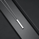 Custom Name Date Bar Necklace Stainless Steel - Engraved Pendant Choker