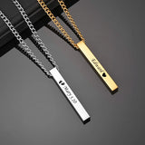Custom Name Date Bar Necklace Stainless Steel - Engraved Pendant Choker