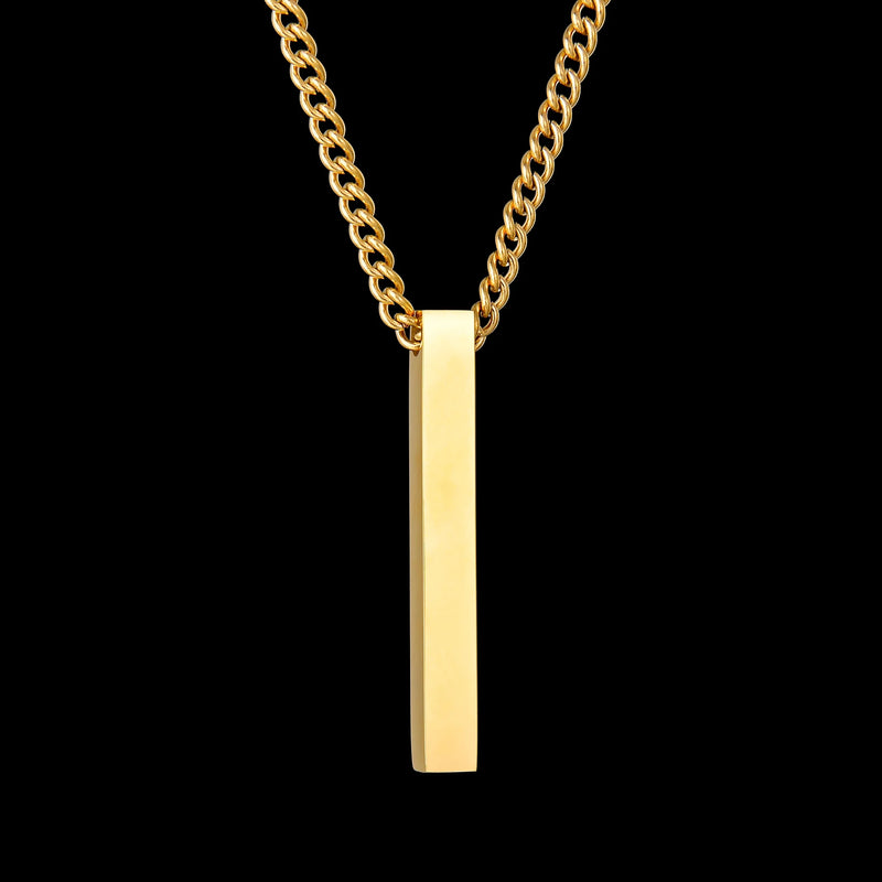 Custom Name Date Bar Necklace Stainless Steel - Engraved Pendant Choker