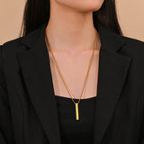 Custom Name Date Bar Necklace Stainless Steel - Engraved Pendant Choker