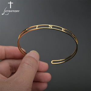 Personalized 6mm Initial Bracelet Bangle Stainless Steel Cuff for Women
