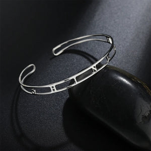 Personalized 6mm Initial Bracelet Bangle Stainless Steel Cuff for Women