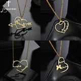 Personalized Name Necklace with Heart Pendant, Stainless Steel Chain for Women
