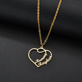Personalized Name Necklace with Heart Pendant, Stainless Steel Chain for Women