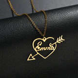 Personalized Name Necklace with Heart Pendant, Stainless Steel Chain for Women