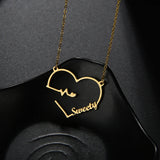 Personalized Name Necklace with Heart Pendant, Stainless Steel Chain for Women
