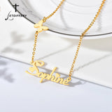 Butterfly Name Necklace Stainless Steel Golden Pendant for Women
