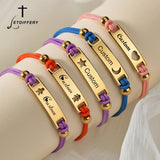 Heart Star Moon Red String Bracelets Personalized Name Date