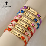 Heart Star Moon Red String Bracelets Personalized Name Date