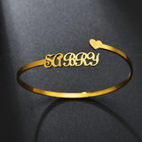 Love Heart Initial Letter Bracelet Stainless Steel for Women