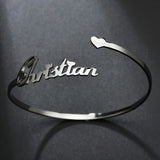 Love Heart Initial Letter Bracelet Stainless Steel for Women