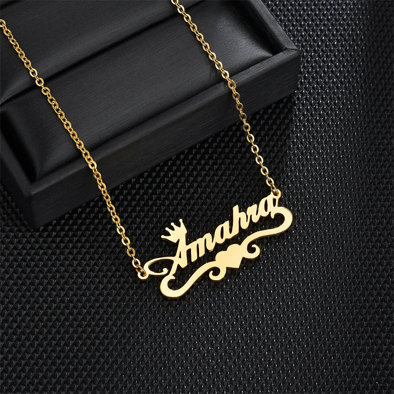 Personalized Name Necklace Stainless Steel Pendant Heart Jewelry Gift