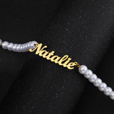 Differy Name Beads Chain Necklace Stainless Steel for Women