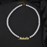 Differy Name Beads Chain Necklace Stainless Steel for Women