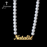 Differy Name Beads Chain Necklace Stainless Steel for Women