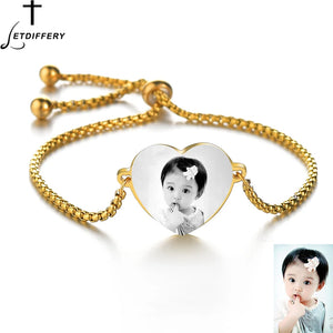 Personalized Stainless Steel Heart Bracelet for Women