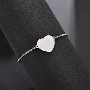 Personalized Stainless Steel Heart Bracelet for Women