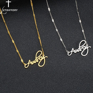 Personalized Name Letters Pendant Necklace for Women Girls Stainless Steel