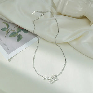 Personalized Name Letters Pendant Necklace for Women Girls Stainless Steel