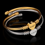 Personalized Name Heart Bangle Engraved Bracelet Gift