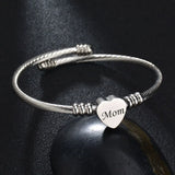 Personalized Name Heart Bangle Engraved Bracelet Gift
