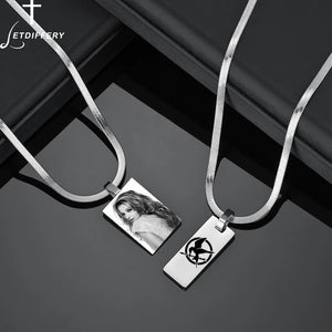 Personalized 2 Sides Square Chain Necklace for Women Stainless Steel