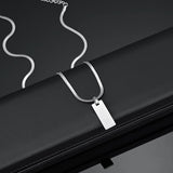 Personalized 2 Sides Square Chain Necklace for Women Stainless Steel