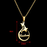 Personalized Butterfly Pendant Name Necklace Oval Stainless Steel Jewelry