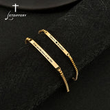 Differy Name ID Bar Couple Bracelets Stainless Steel Adjustable