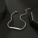Differy Name ID Bar Couple Bracelets Stainless Steel Adjustable