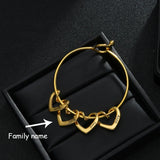 Personalized Name Heart Bangle, Family Names Bracelets, Anniversary Jewelry