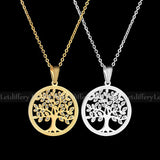 Tree of Life Pendant Rhinestone Long Necklace for Women