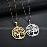 Tree of Life Pendant Rhinestone Long Necklace for Women