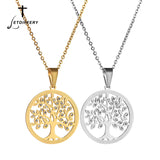 Tree of Life Pendant Rhinestone Long Necklace for Women
