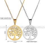 Tree of Life Pendant Rhinestone Long Necklace for Women