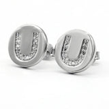 925 Silver U Stud Earrings w/ CZ for Women