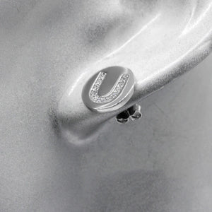 925 Silver U Stud Earrings w/ CZ for Women