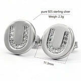925 Silver U Stud Earrings w/ CZ for Women