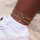 Letter Anklet Women Stainless Steel A-Z Initial Alphabet Anklet Bracelet
