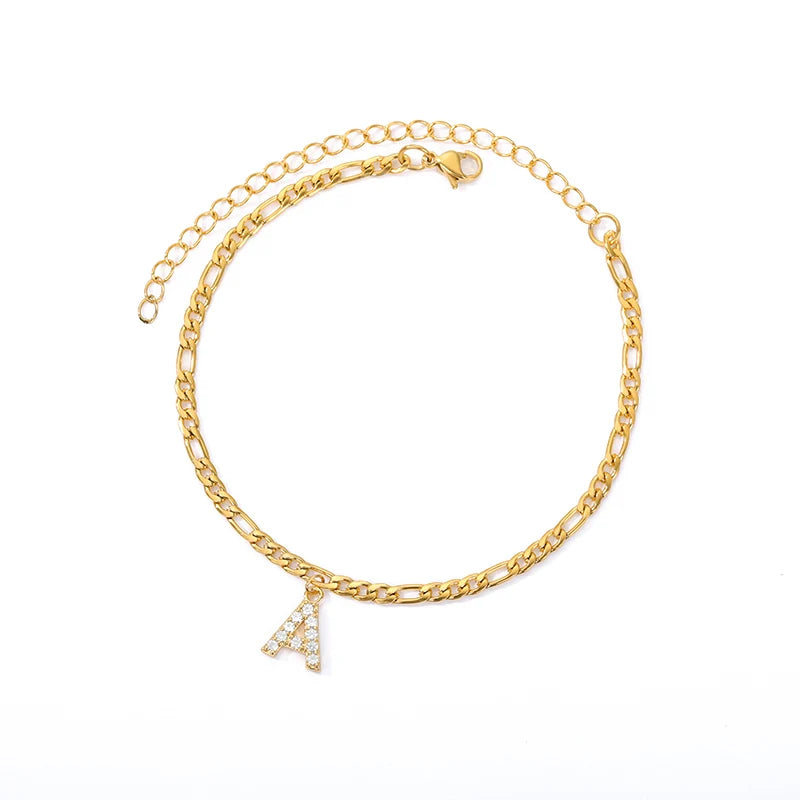 Letter Anklet Women Stainless Steel A-Z Initial Alphabet Anklet Bracelet