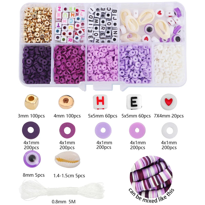 DIY Jewelry Making Letter Beads 6mm Clay Spacer Charms Kit